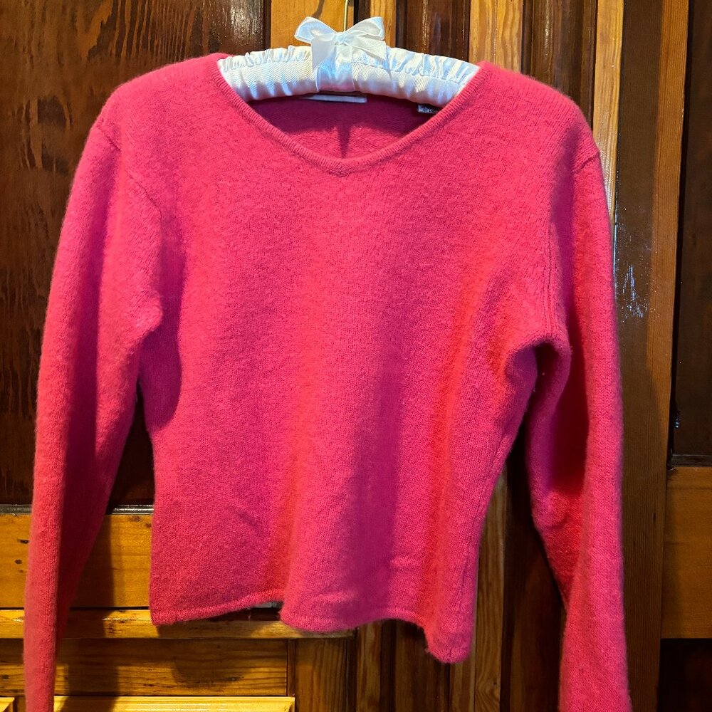 Vintage 90s Bravo Magenta Wool Blend Sweater Size Medium